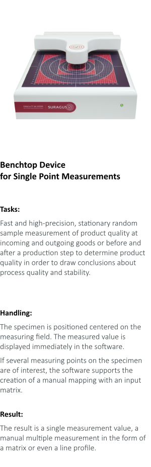 Single point metal layer thickness measurement device based on eddy current technology for the measurement of conductive samples with a size of 200 mm x 200 mm