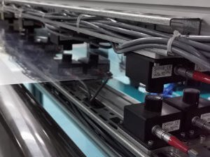 Measure the electrical anisotropy of a foil at 4 lines with 2 eddy current sensors each.