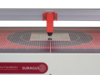 The non-contact electrical anisotropy and sheet resistance measurement device EddyCus TF lab 4040A is measuring a conductive foil