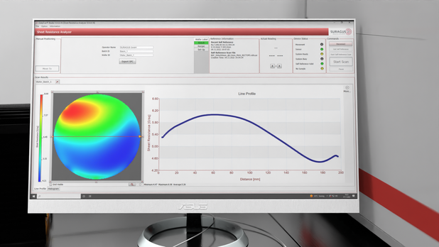 Software image of a high resolution and high quality sheet resistance mapping of a 8 inch wafer