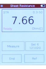 Softwarebild der Schichtwiderstandsmessung eines Glases mit Hilfe des SURAGUS EddyCus® TF portable